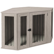 PawHut Corner Dog Crate Furniture, End Table Dog Kennel Furniture with Cushion, Pet Crate for Large-Sized Dog Indoor Use, Walnut Brown