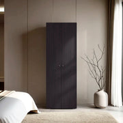FM FURNITURE Basin  2-Door Tall Wardrobe Cabinet 66.9'H,  Bedroom, Wenge