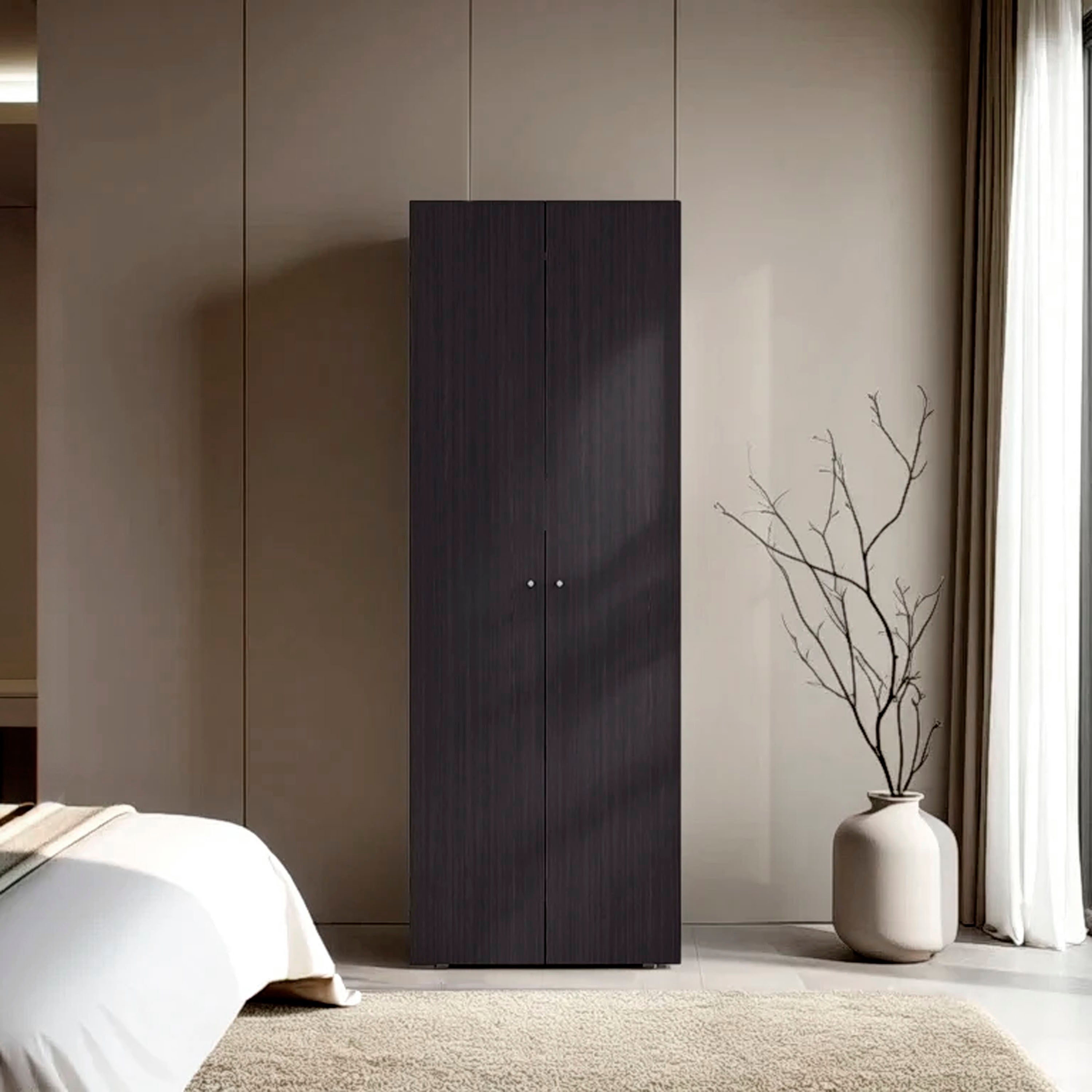 FM FURNITURE Basin  2-Door Tall Wardrobe Cabinet 66.9'H,  Bedroom, Wenge