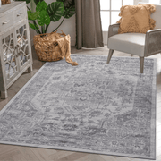 LOOM & LUXE Collection 5X7 Silver/Oriental Non-Shedding Living Room Bedroom Dining Home Office Stylish and Stain Resistant Area Rug