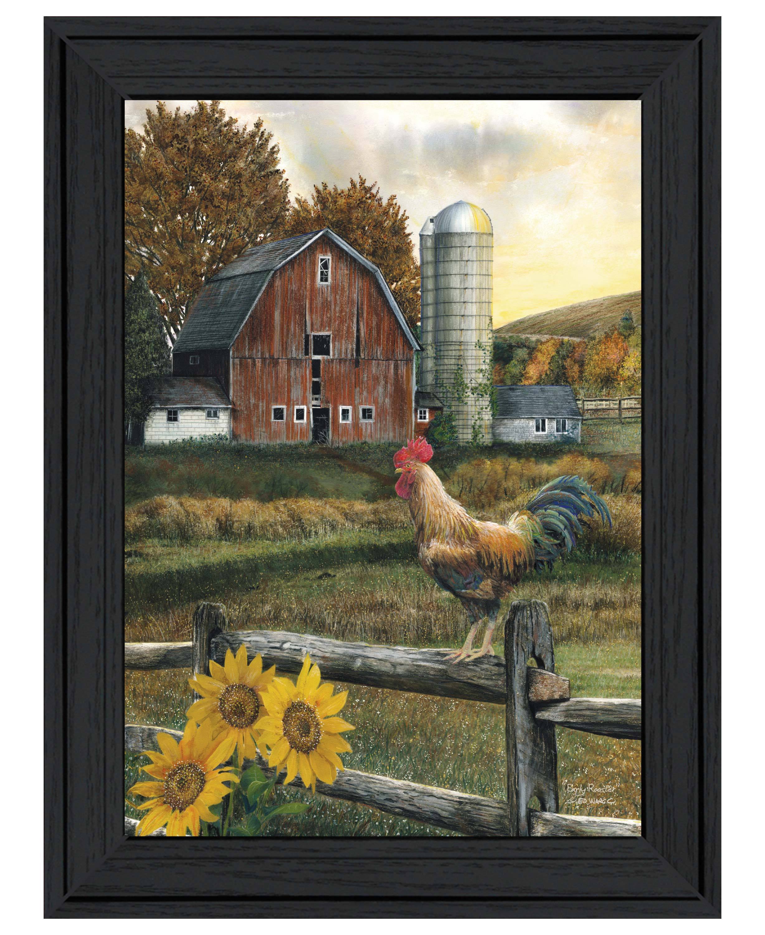 'Early Rooster' by Ed Wargo, Ready to Hang Framed Print, Black Frame