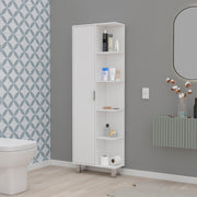 FM FURNITURE Randall Linen Cabinet, with 1  door and 9 shelves, White