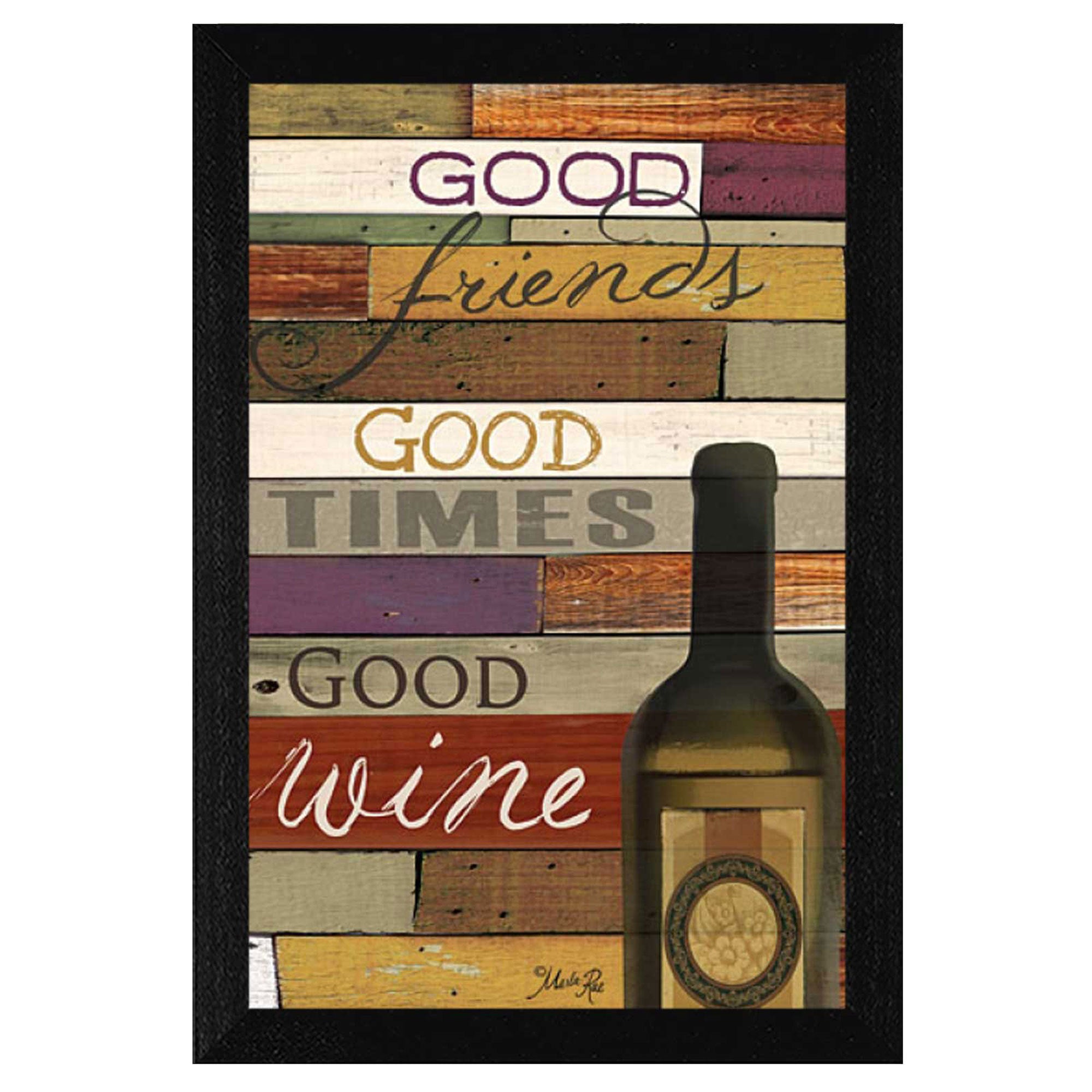 'Good Wine' By Marla Rae, Printed Wall Art, Ready To Hang Framed Poster, Black Frame