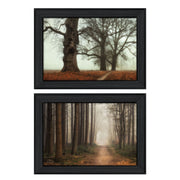 'Misty Trees Collection' 2-Piece Vignette By Martin Podt, Printed Wall Art, Ready To Hang Framed Poster, Black Frame