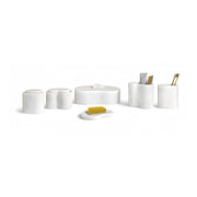 Elegant White Natural Marble Bathroom Accessories Set, Genuine Stone, 6-Piece Collection