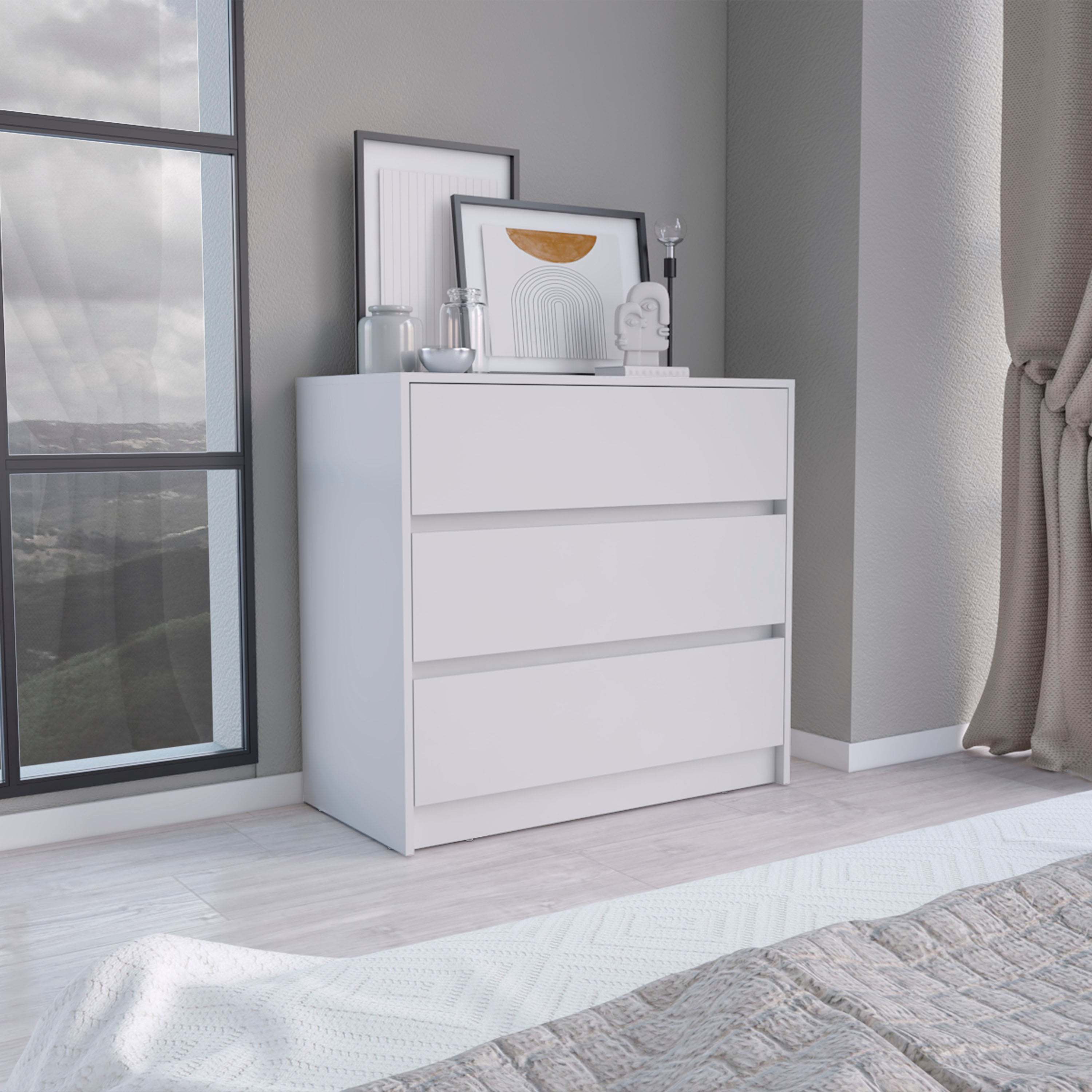 Dresser 31'H, 3 Drawers, Chest of Drawers, White