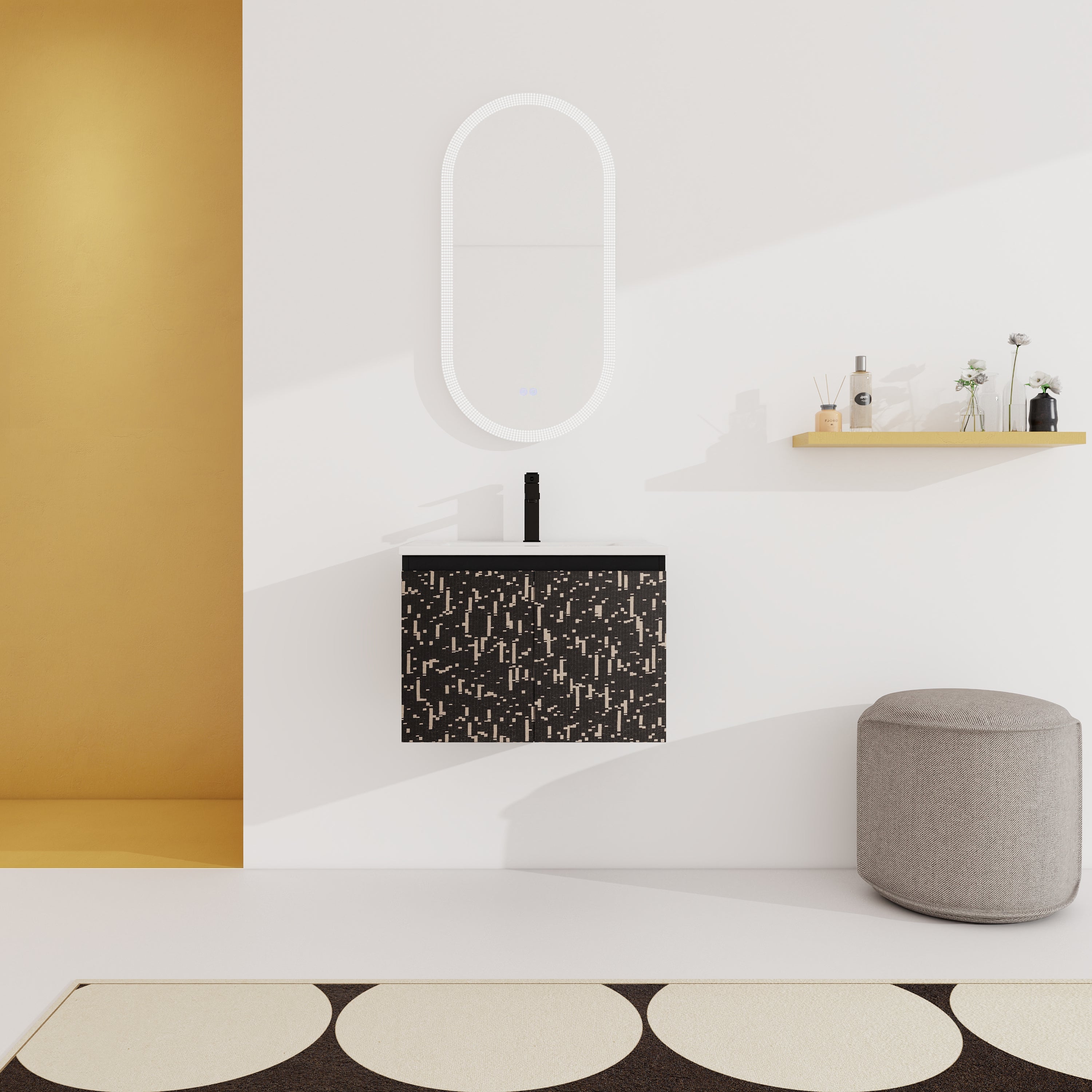 24'' Floating Wall-Mounted Bathroom Vanity With Ceramics Sink & Soft-Close Cabinet Door, KD-Package