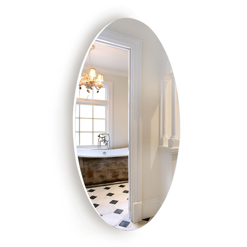 Frameless Beveled Wall Mounted Bathroom Mirror, HD Makeup Mirror, 25' Round Mirror