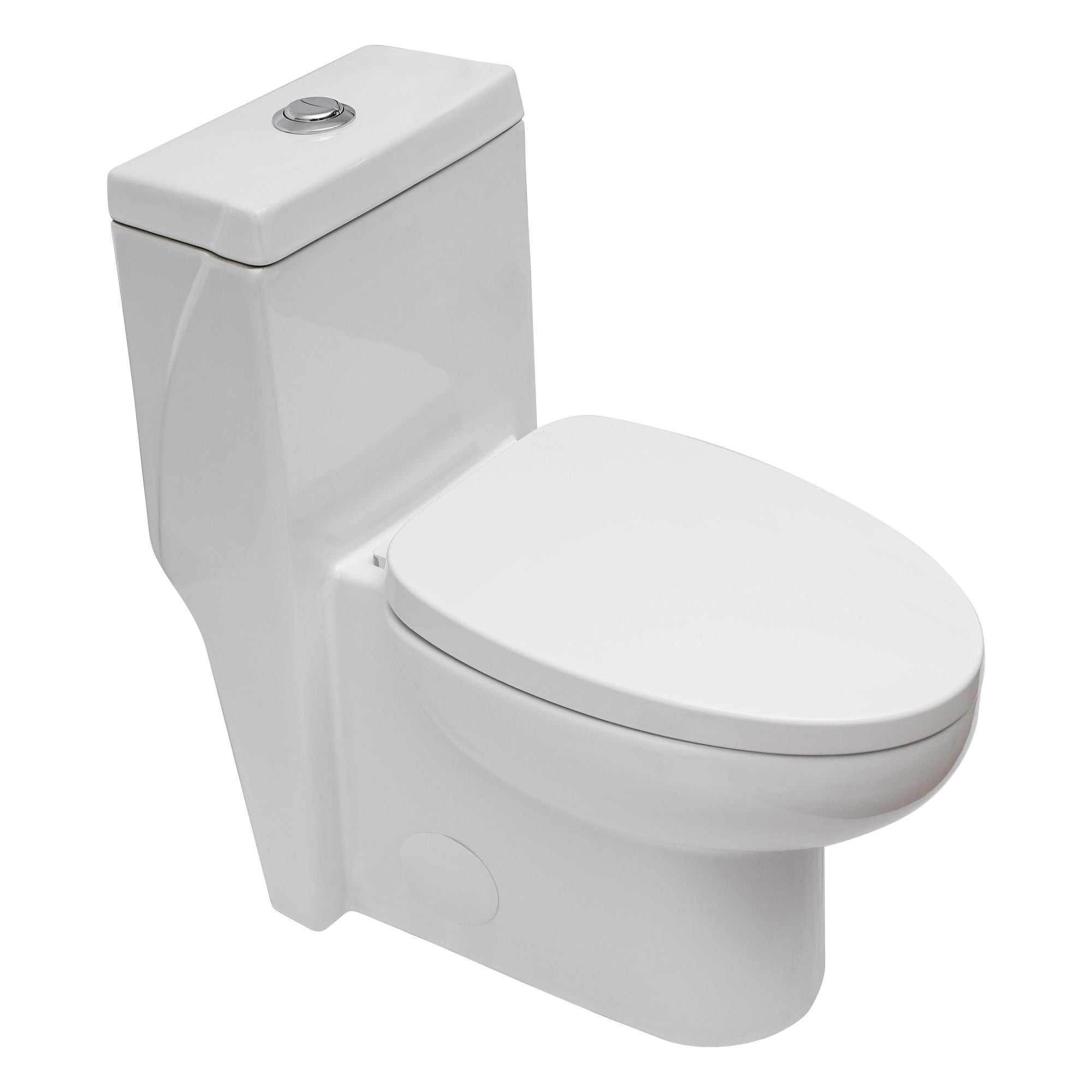 Modern Ceramic One-Piece Toilet with Dual Flush and Soft Closing Seat in White