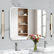 Bathroom Vanity Mirror for Over Sink 40' × 32' Rectangle Silver Mirror with Round Corner for Bedroom Seamless Anti-Rust Polymer Coated Shatterproof Glass (Horizontally/Vertically)