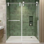 56'-60' W x 75' H Frameless Sliding Shower Door, Chrome Shower Screen, 5/16' (8mm) Clear Tempered Glass With Explosion-proof Film