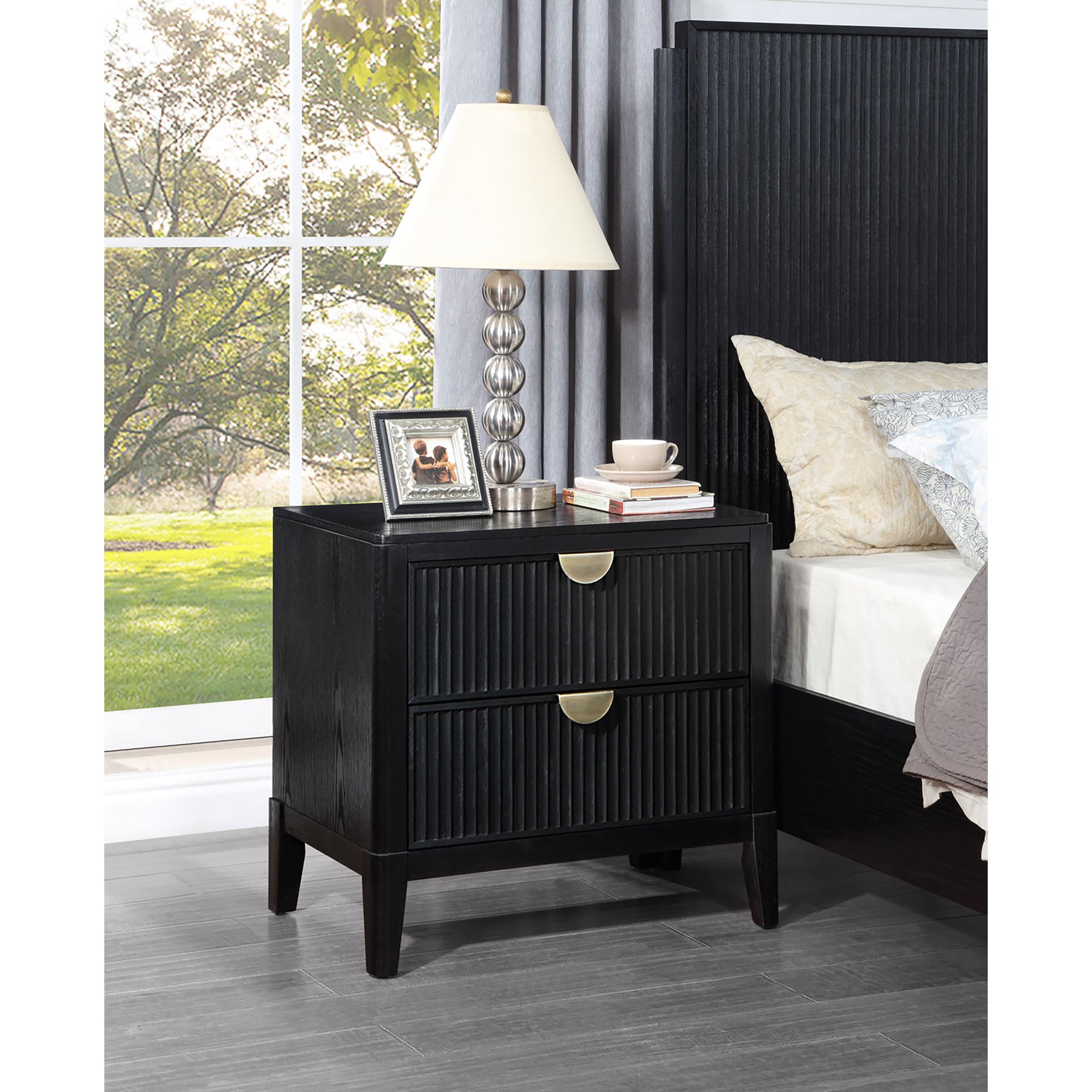 Mason Black 2-drawer Nightstand