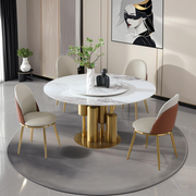 53' Round Modern Marble Dining Table with Lazy Susan, Sintered Stone Top for Kitchen, Dining Room, Dinette, Space Saving Design(4 chairs)