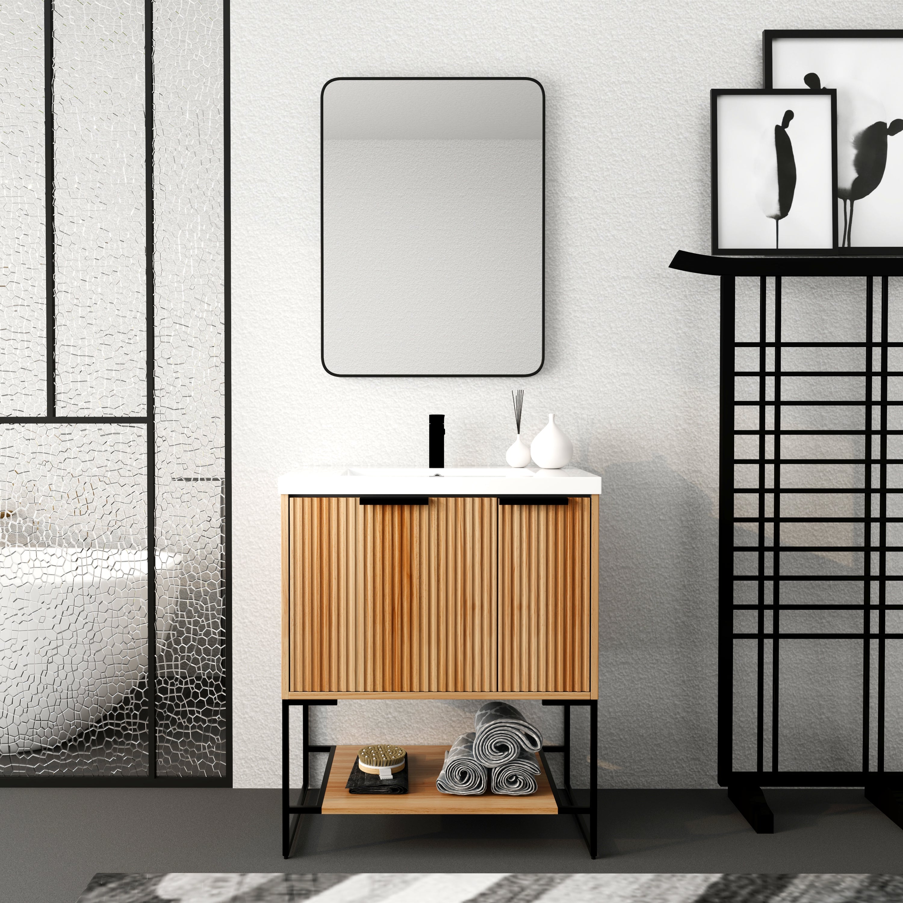 30 Inch Freestanding Bathroom Vanity With Resin Basin,30x18,(W99981923)
