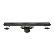 24 Inches Linear Shower Drain with Removable Quadrato Pattern Grate, 304 Stainless Shower Drain Included Hair Strainer and Leveling Feet, Flange