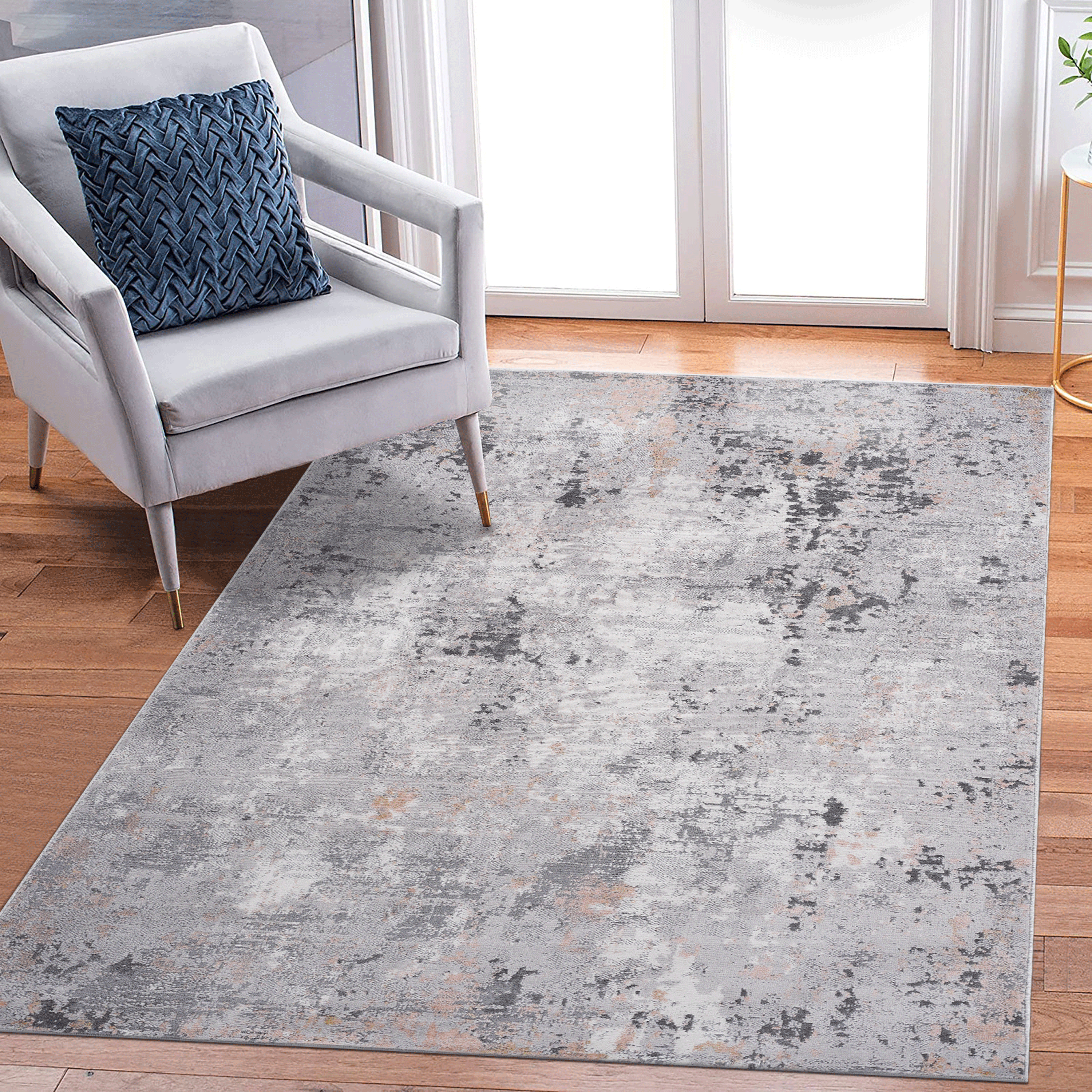 LOOM & LUXE Collection 5X7 Grey/Multi/Abstract Non-Shedding Living Room Bedroom Dining Home Office Stylish and Stain Resistant Area Rug
