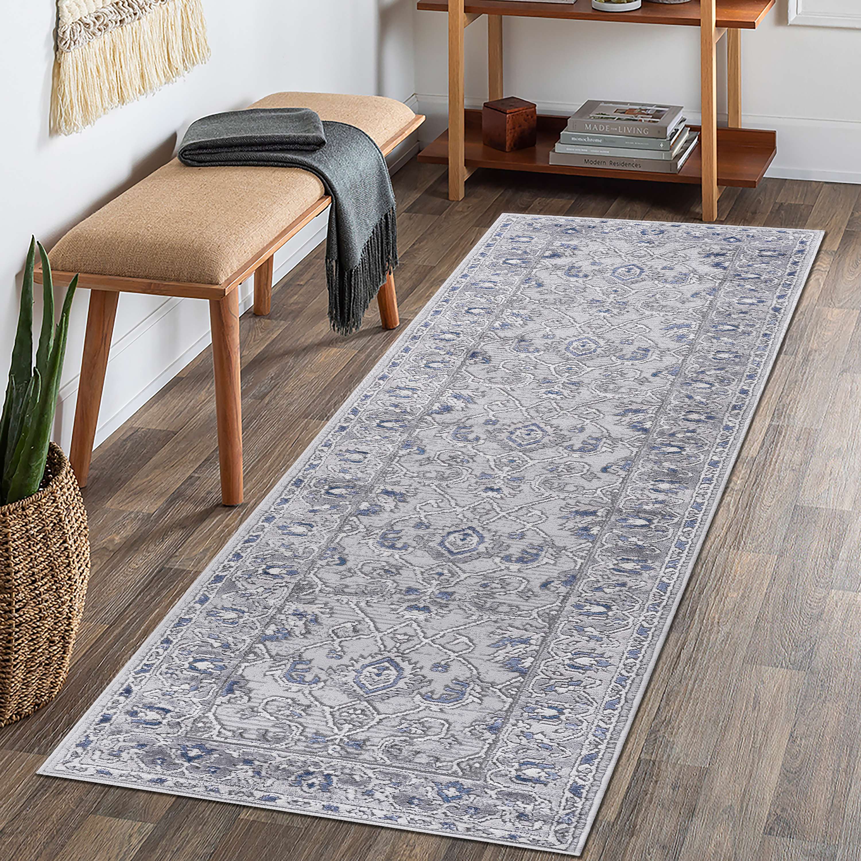 MARFI Collection 2X8 Grey / Blue / Oriental Runner Rug