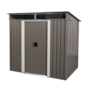 Outdoor 6ft x 5ft Metal Storage Shed with Transparent Endurance Plate and Sliding Doors in Grey