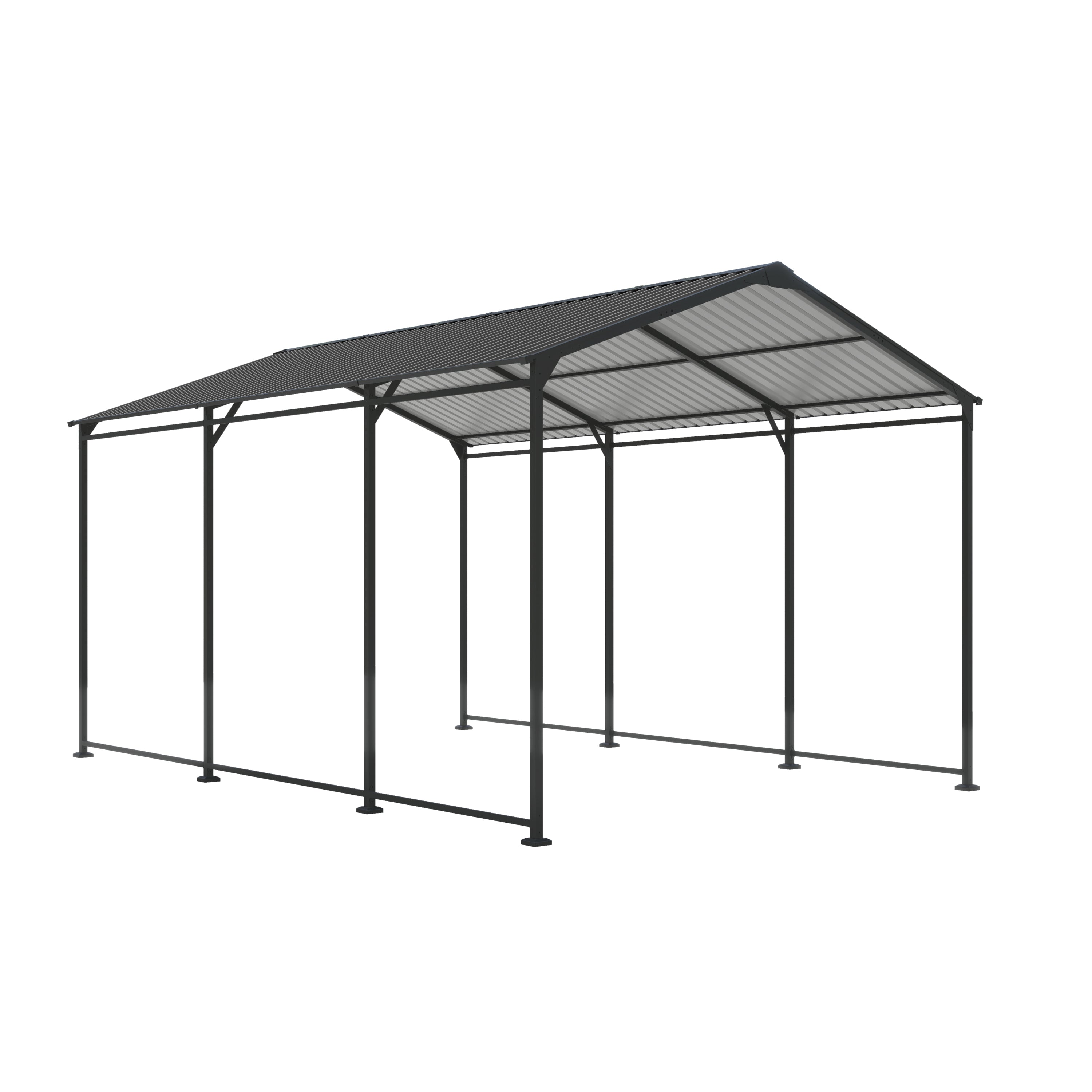 Metal Carport 10×15ft Heavy Duty with Galvanized Steel Roof, Metal Garage Canopy with Galvanized Steel Roof & Frame, Car Tent Outdoor Storage Shed - Gray