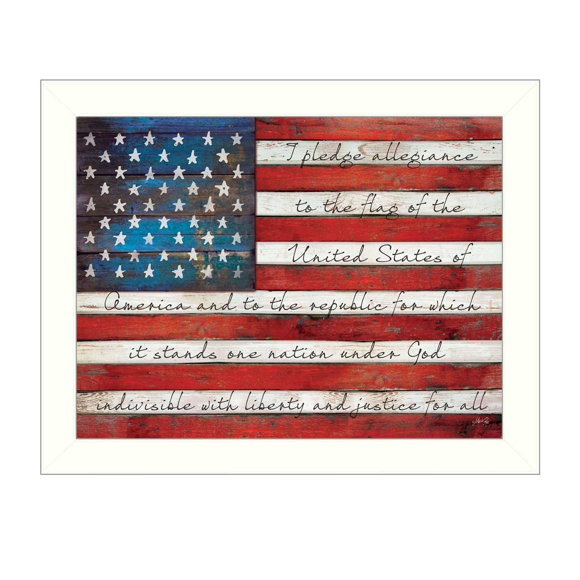'Pledge of Allegiance' By Marla Rae, Printed Wall Art, Ready To Hang Framed Poster, White Frame