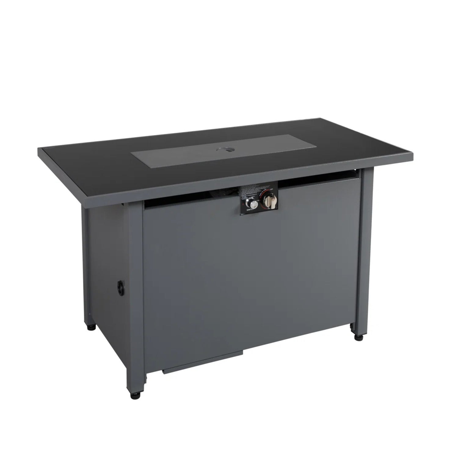 Modern Steel Rectangle Fire Pit Table with Smoked Glass - Gray, 43'