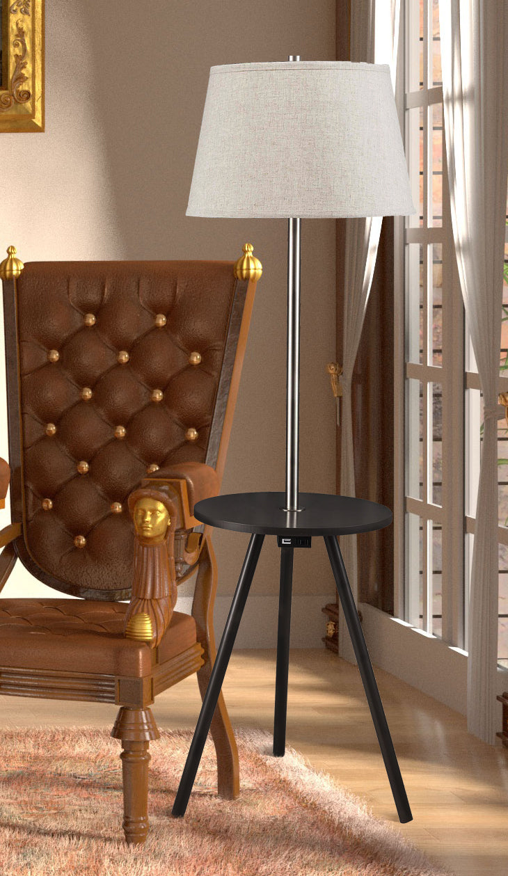 57' Round Sofa Side Table w/ Lamp and Power Station (1.56/9.9)