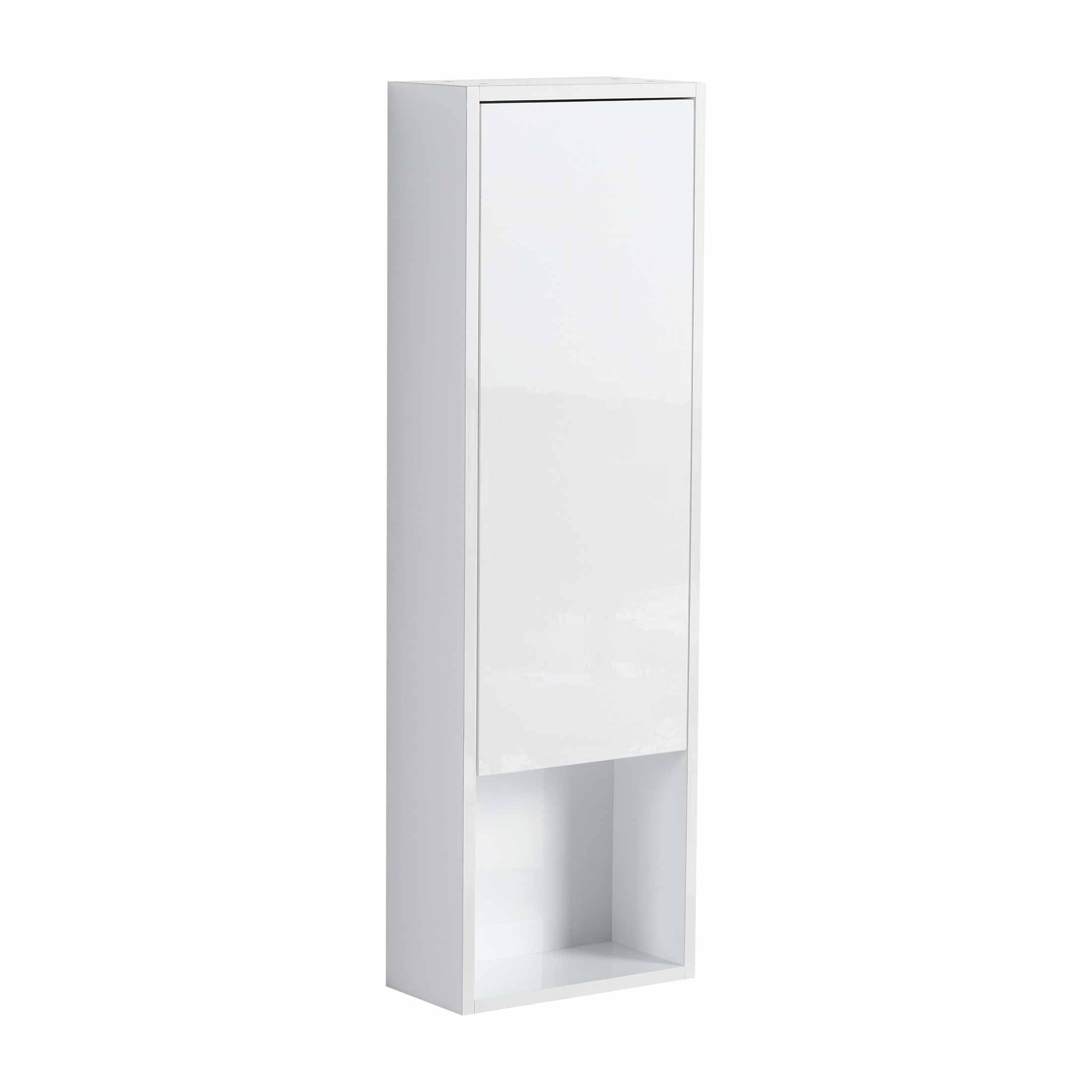 12' Bathroom Wall Cabinet, Soft Close Doors, Float Mounting Design,Glossy White,(KD-Packing)