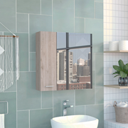 Medicine Double Door Cabinet 23' H,Four Interior Shelves, Light Gray