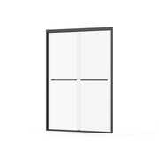 Goodyo Matte Black Double Sliding Glass Shower Door 48 x 72 in with Aluminum Frame and SGCC Clear Tempered Glass