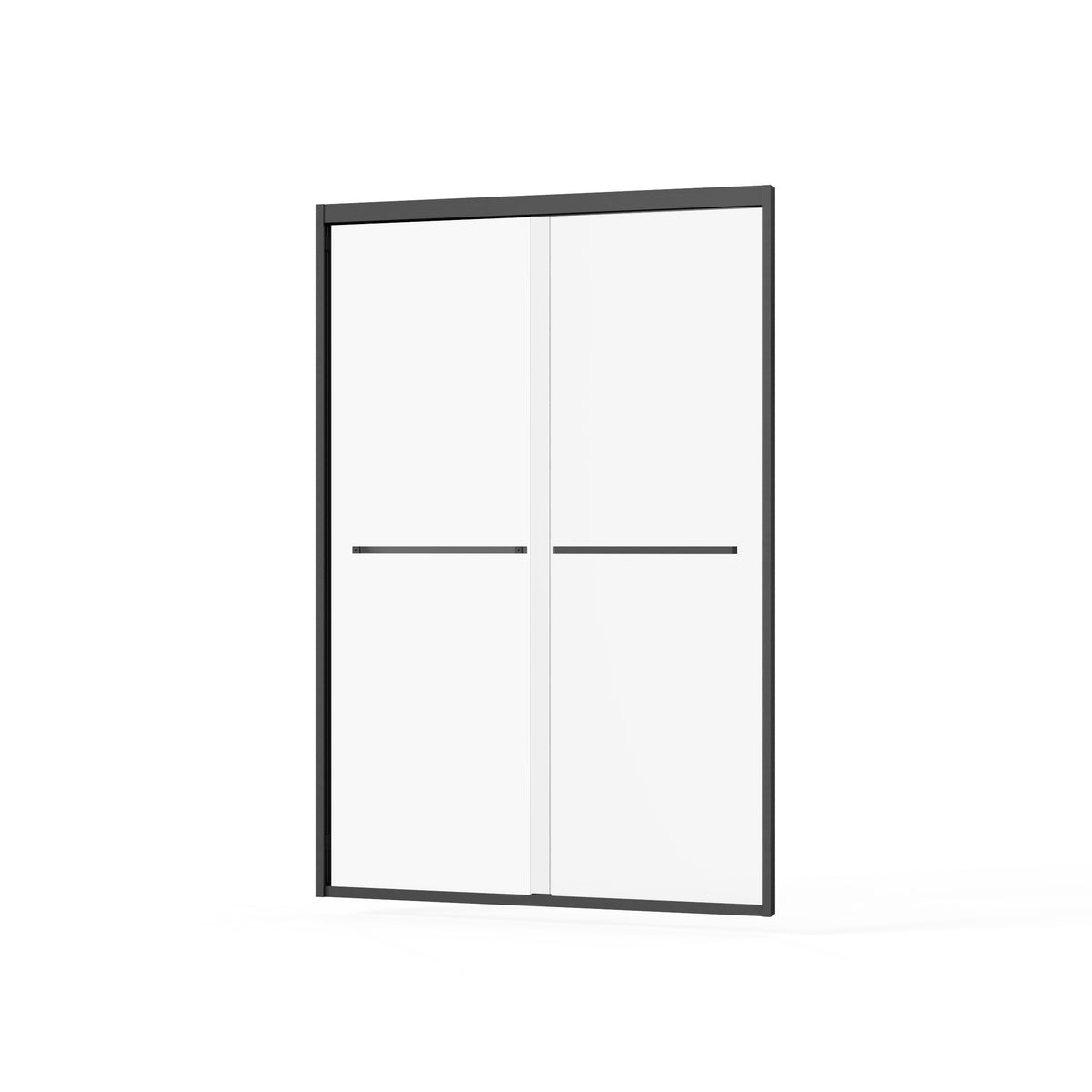 Goodyo Matte Black Double Sliding Glass Shower Door 48 x 72 in with Aluminum Frame and SGCC Clear Tempered Glass