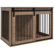 PawHut Dog Crate Furniture, End Table Dog Cage for Large Sized Dog, Dog Kennel Furniture for Indoor Use, 39' x 23' x 24', Walnut Brown