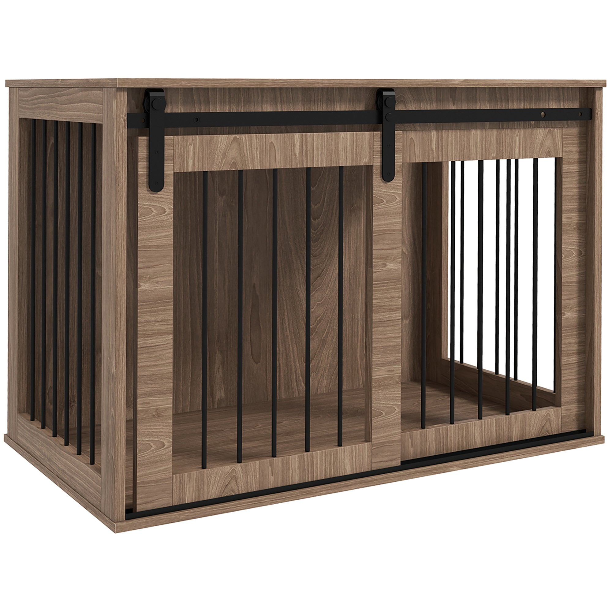 PawHut Dog Crate Furniture, End Table Dog Cage for Large Sized Dog, Dog Kennel Furniture for Indoor Use, 39' x 23' x 24', Walnut Brown