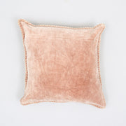 Stonewashed Cotton Velvet Throw Pillow with Decorative Handstiched Edges-19X19'