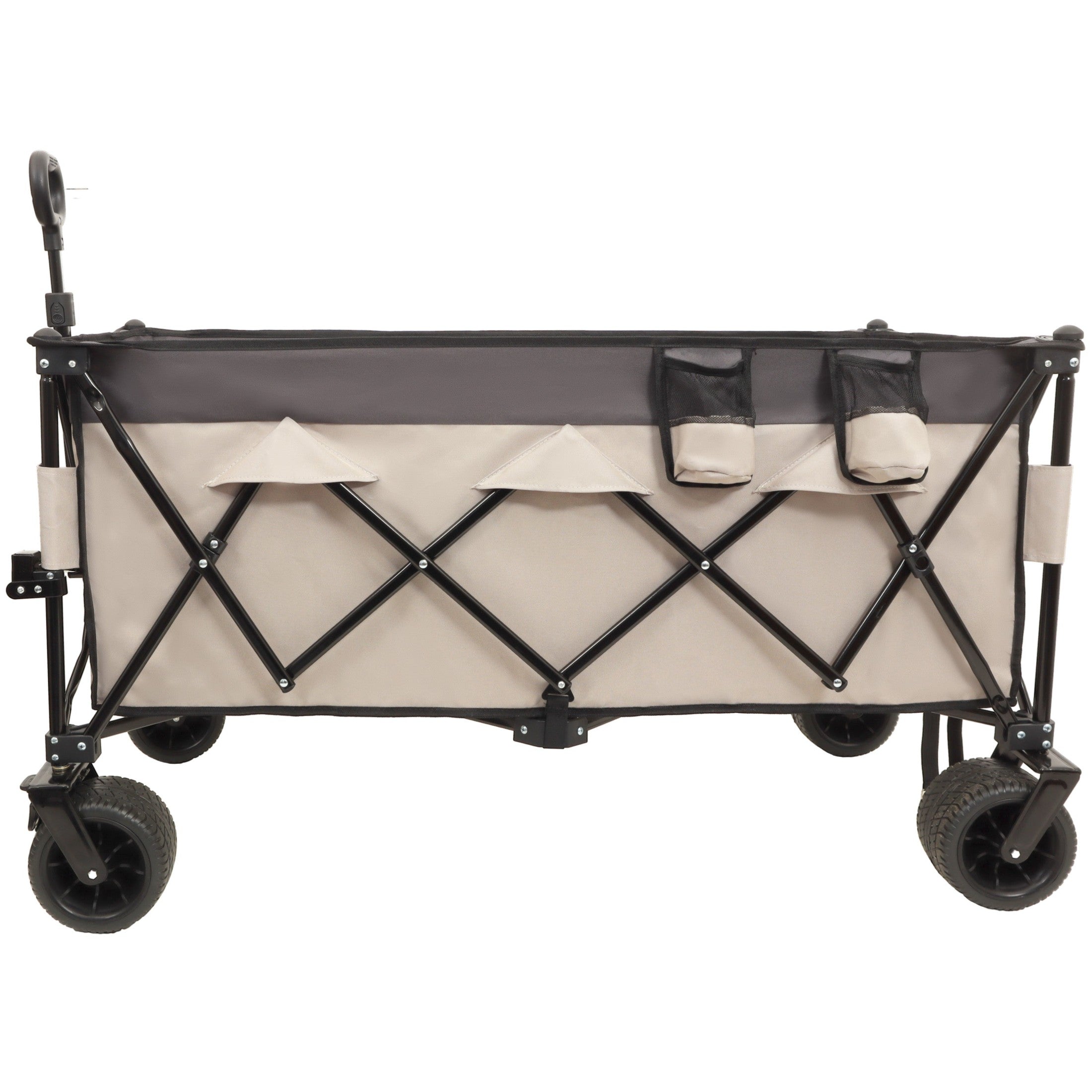 51-inch Extended Heavy-Duty Foldable Utility Wagon - 480lbs Capacity, Patented Ultra-Stable Frame, 1:6 Space-Saving Fold & 7' All-Terrain Wheels, No Assembly Needed, khaki- Gray
