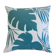 Autumn Vibes Leaf Accent Pillow in Blue with Polyester Velvet Fabric, 20x20 inches