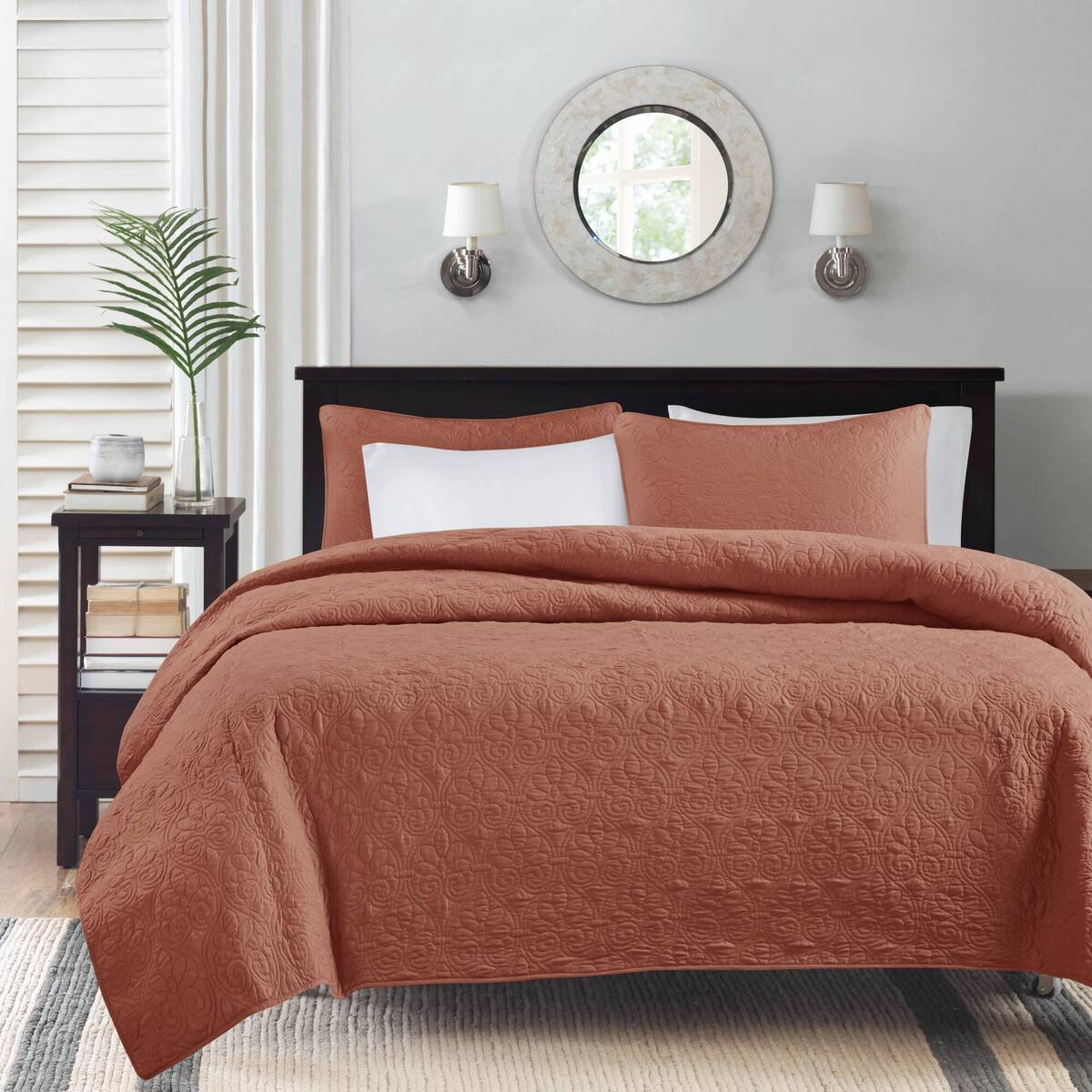 3 Piece Reversible Quilt Set Clay Red King/Cal King