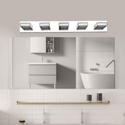 32' Modern Chrome 5-Light LED Vanity Light, Square Acrylic Lampshades Wall Mount Fixture for Bathroom, Mirror Lighting
