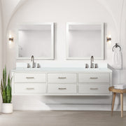 White Double Bath Vanity 80 in. W x 22 in. D, Cultured Marble Top, and Faucet Set