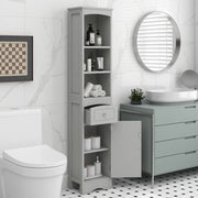 Tall Bathroom Cabinet, Freestanding Storage Cabinet with Drawer, MDF Board, Adjustable Shelf, Grey