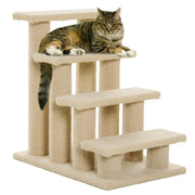 PawHut 25' 4-Step Multi-Level Carpeted Cat Scratching Post Pet Stairs, Beige
