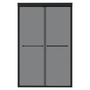 48'W x 76'H Matte Black Double Sliding Glass Shower Door - 8mm Tempered Glass with 304 Stainless Steel Frame