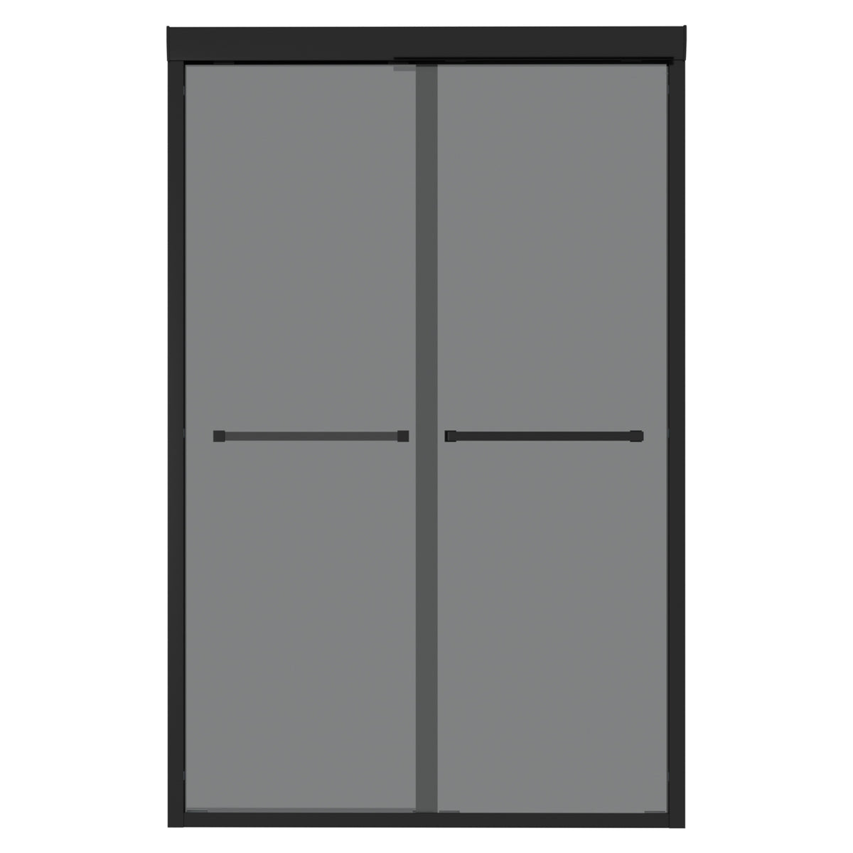 48'W x 76'H Matte Black Double Sliding Glass Shower Door - 8mm Tempered Glass with 304 Stainless Steel Frame