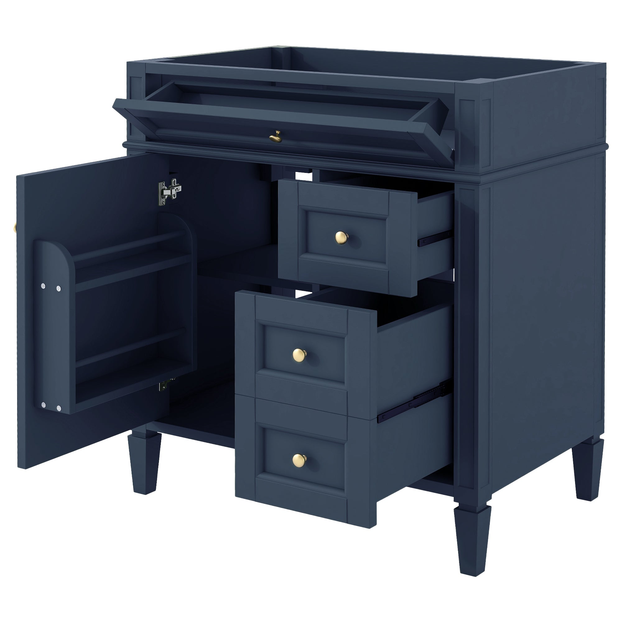 30'' Bathroom Vanity without Top Sink, Modern Bathroom Storage Cabinet with 2 Drawers and a Tip-out Drawer (NOT INCLUDE BASIN)