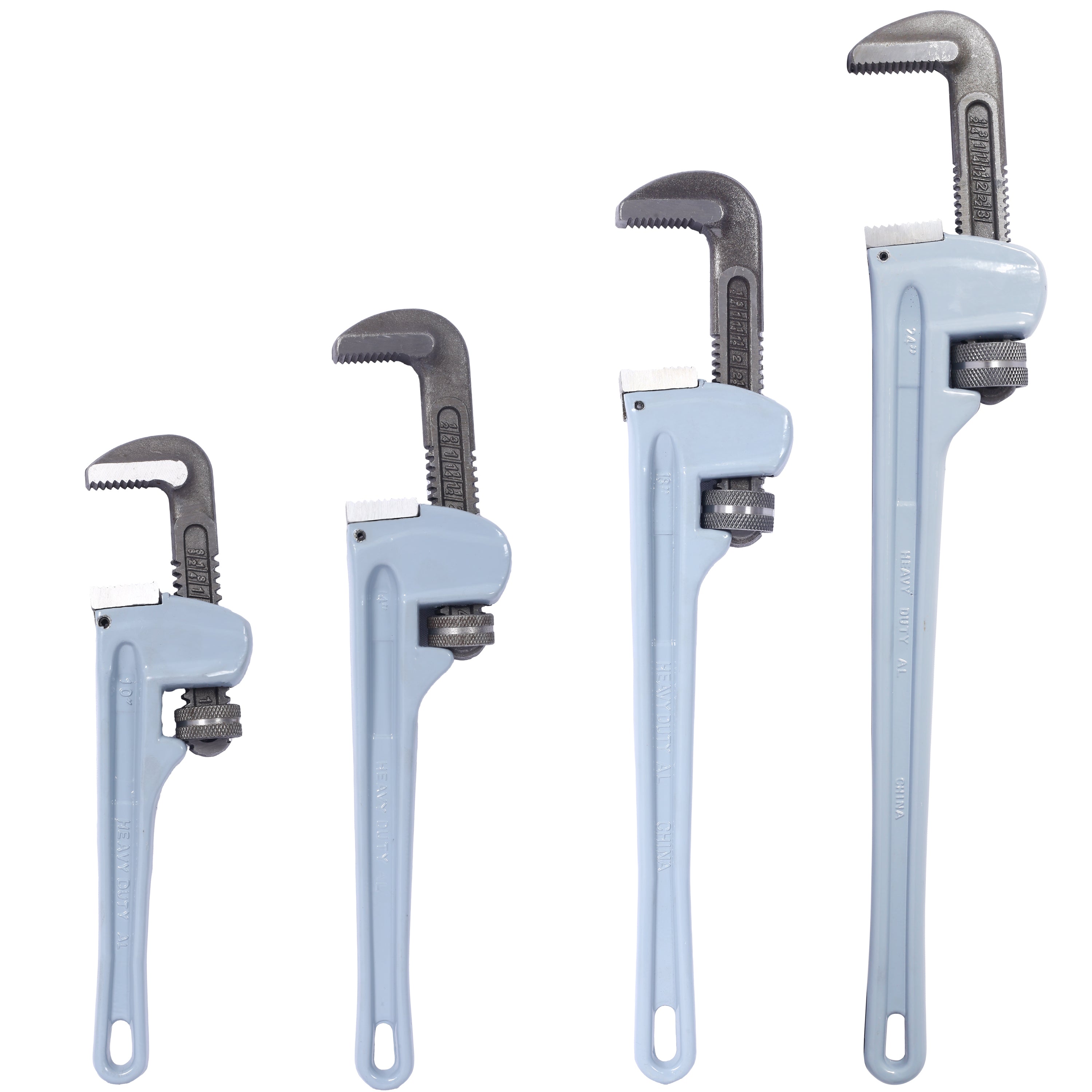 4PCS Aluminium Pipe Wrench Adjustable Jaw Plumbing Pipe Wrench (10' 14' 18' 24' inch) Pipe Wrench Set