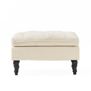 LOFTON Pillow Top Ottoman with Button Tufting in Cream Fabric, 28 Inch