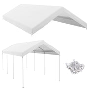 Outsunny 10' x 20' Carport Replacement Top Canopy Cover, Waterproof and UV Protected Garage Car Port Cover with Ball Bungee Cords, White (Only Cover)