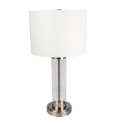 Luna Brushed Nickel Table Lamp with On/Off Switch Clear Glass Body  Metal Base