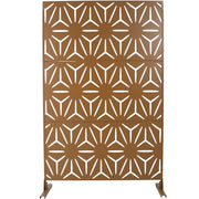 Freestanding Decorative Metal Privacy Screen for Deck Balcony Patio, Brown, Steel, 76' H x 48' W