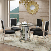 Modern minimalist round tempered glass combination round mirror surface dining table, glass table with round base,kitchen table