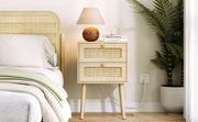 15'W Rattan 2-Drawer Nightstand